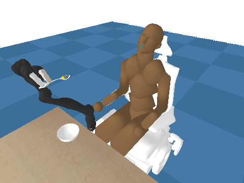 Trained model: robot performing precise feeding at 2M steps